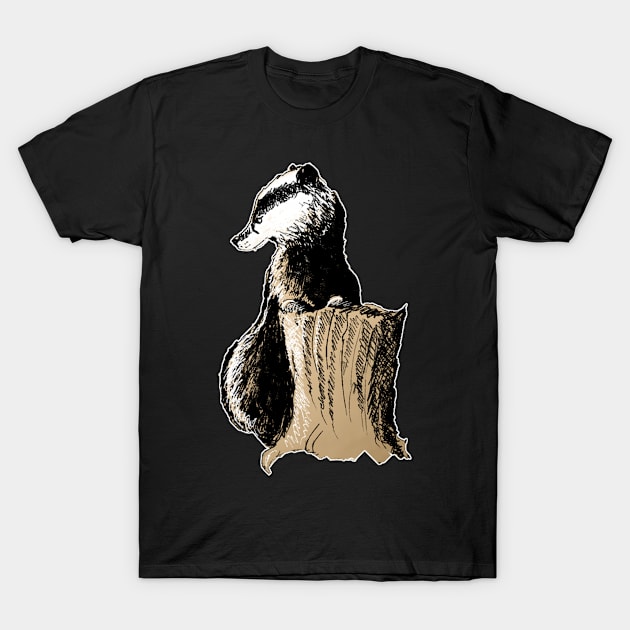 Badger digital sketch 21/01/23 Wildlife inspired designs T-Shirt by STearleArt